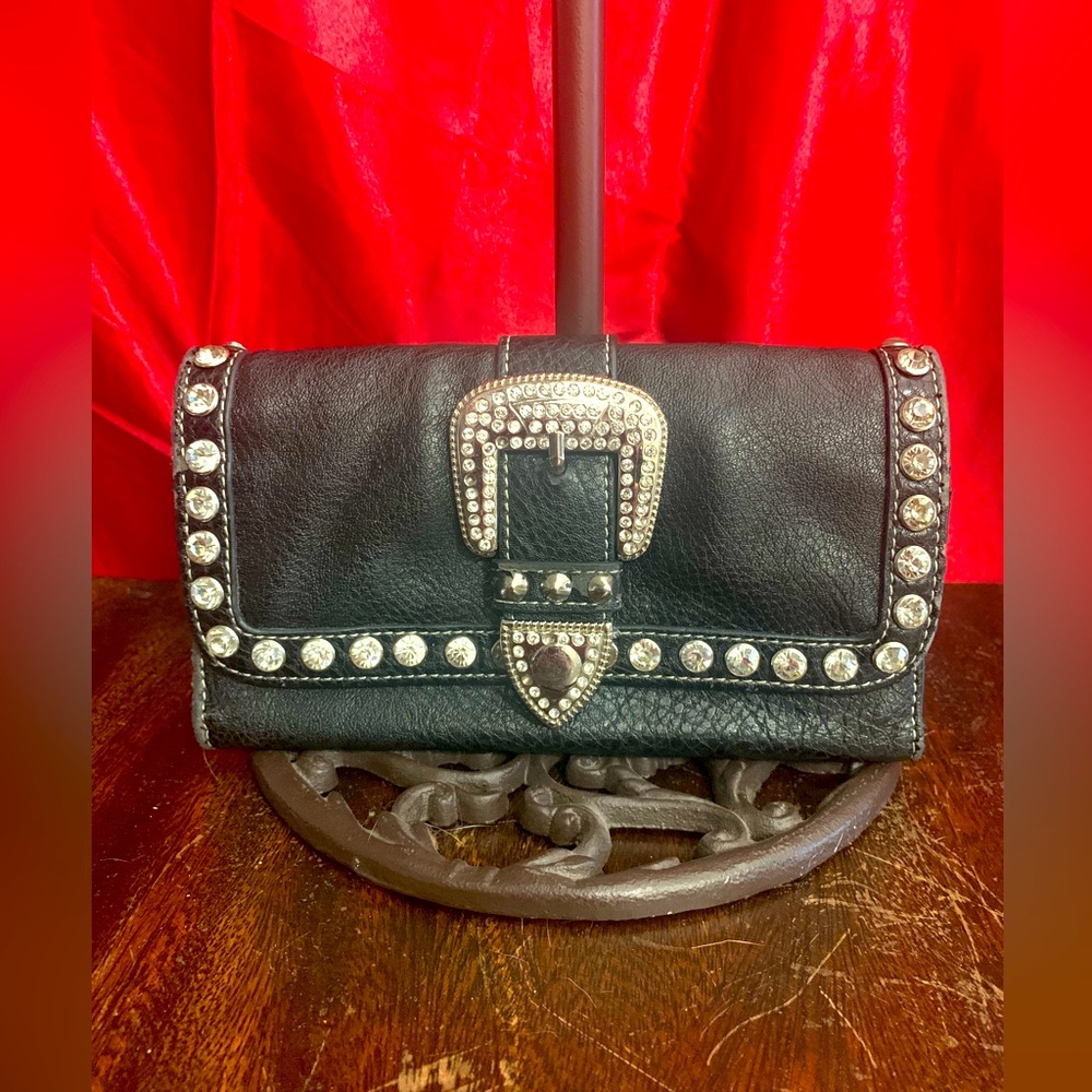 black Leather Western Wallet‎